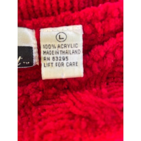 Red Cable Knit Pullover Sweater Size Large 100% Acrylic Long Sleeves Dana Scott - Picture 6 of 9
